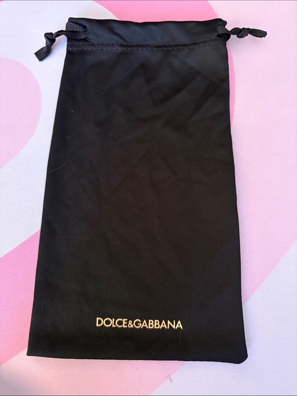Dolce & Gabbana Black Drawstring Accessory Pouch with Gold Logo